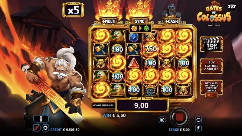 Gates of Colossus MultiChase - combinación ganadora en el juego base